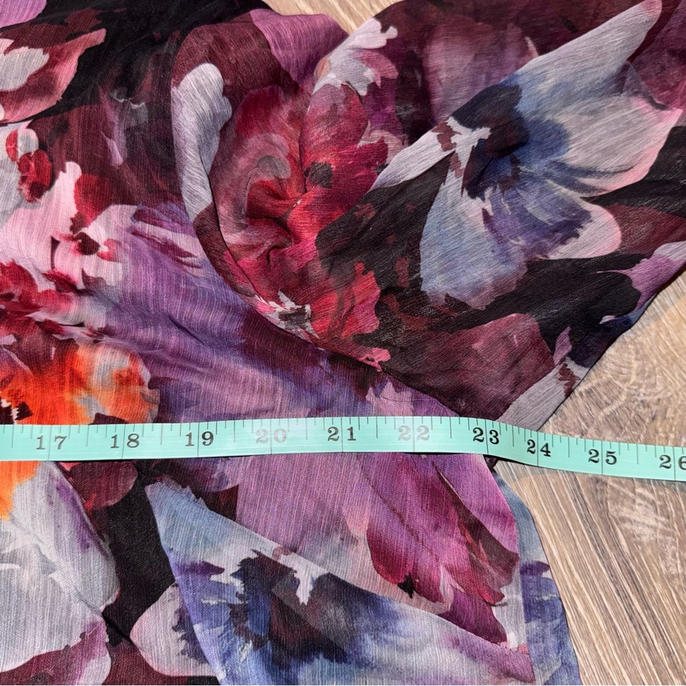 CJ Banks Purple Floral ruffle button down long sleeve Blouse top 1x NWT - Picture 13 of 16